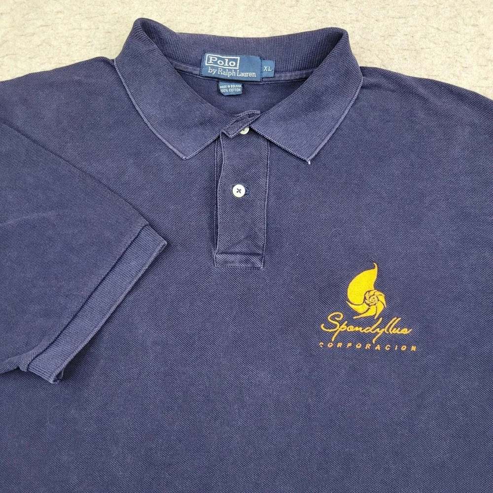 VTG Polo Ralph Lauren Shirt Mens XL Blue Short Sleeve Golf Logo Preppy